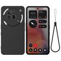 Husă din silicon lichid Nothing Phone (3a) Pro cu curea de mana - negru