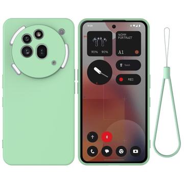 Husă din silicon lichid Nothing Phone (3a) Pro cu curea de mana - verde