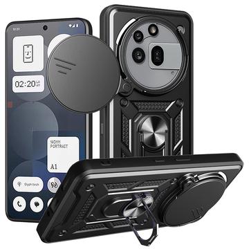 Husă Hibridă Nothing Phone (3a) Pro cu Inel Rotativ cu Ecran pentru Cameră - Negru