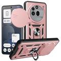 Husă Hibridă Nothing Phone (3a) Pro cu Inel Rotativ cu Ecran pentru Cameră - Auriu Roze