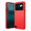 Husă TPU Brushed Nothing Phone (4a) Pro - Fibră de Carbon - Roșu