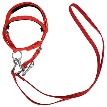 Cablu ecvestru din nailon cu frânghie - 1.3m - roșu