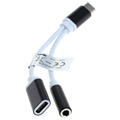 Adaptor USB-C / 3.5mm Încărcare și Audio OTB 2-în-1 - Alb