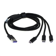 Cablu de încărcare OTB 3 în 1 - Lightning, USB-C, MicroUSB - 1m - negru