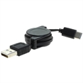 Cablu de Date Rulabil OTB USB-A 2.0 / USB-C - 70cm - Negru