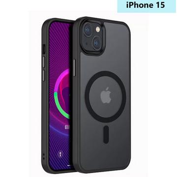 Husă Hibrid iPhone 15 - Okkes MagSafe - Negru / Clar