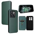 Husă Flip OnePlus 10T/Ace Pro - Fibra de Carbon - Verde