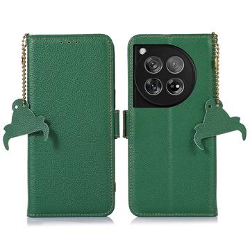 Husă Piele Portofel cu RFID OnePlus 12 - Verde