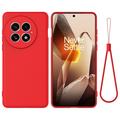 Husă din silicon lichid OnePlus 13 cu curea de mana - Roșu