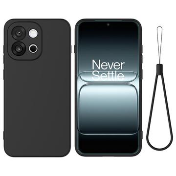 Husă din silicon lichid OnePlus 13T cu curea de mana - negru