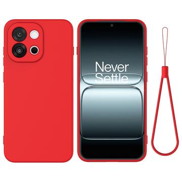 Husă din silicon lichid OnePlus 13T cu curea de mana - Roșu