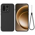 Husă din silicon lichid OnePlus 15 cu curea de mana - negru