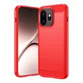 Husă TPU Brushed OnePlus 15T - Fibră de Carbon - Roșu