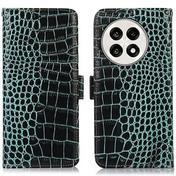 Husă Piele Portofel cu RFID OnePlus Ace 5/5 Pro/13R - Crocodile - Verde
