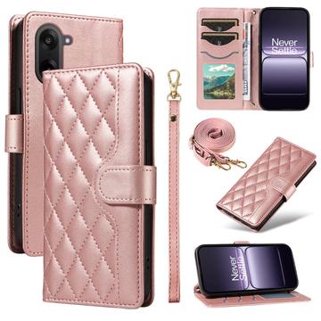 Husa portofel matlasata de lux OnePlus Ace 5 Racing/Nord CE5 - Auriu Roze