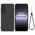 Husă din silicon lichid OnePlus Nord 5 cu curea de mana - negru
