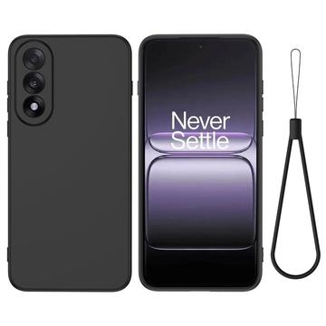 Husă din silicon lichid OnePlus Nord 5 cu curea de mana - negru