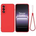 Husă din silicon lichid OnePlus Nord 5 cu curea de mana - Roșu