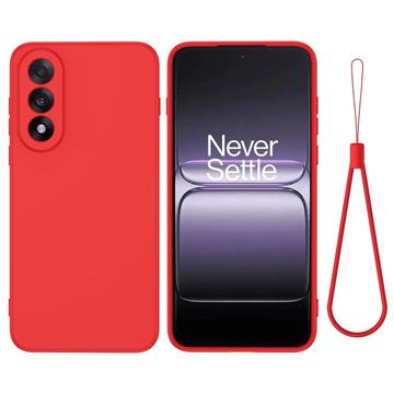 Husă din silicon lichid OnePlus Nord 5 cu curea de mana - Roșu