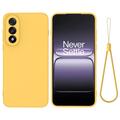 Husă din silicon lichid OnePlus Nord 5 cu curea de mana - Galben