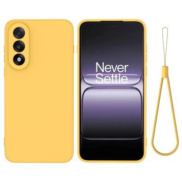 Husă din silicon lichid OnePlus Nord 5 cu curea de mana - Galben