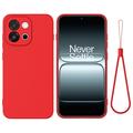 Husă din silicon lichid OnePlus Nord 6/Turbo 6 cu curea de mana - Roșu