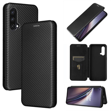 Husă Flip OnePlus Nord CE 5G - Fibra de Carbon - Negru