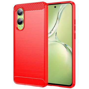 Husă TPU Brushed OnePlus Nord CE4 Lite/Oppo K12x - Fibră de Carbon - Roșu