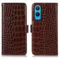 Husă Piele Portofel cu RFID OnePlus Nord CE4 Lite/Oppo K12x - Crocodile - Maro