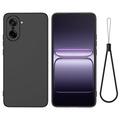 Husă din silicon lichid OnePlus Nord CE5 cu curea de mana - negru
