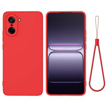 Husă din silicon lichid OnePlus Nord CE5 cu curea de mana - Roșu
