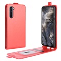 Husă Flip Vertical OnePlus Nord - Cu Slot De Card - Roșu