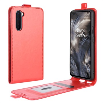 Husă Flip Vertical OnePlus Nord - Cu Slot De Card - Roșu