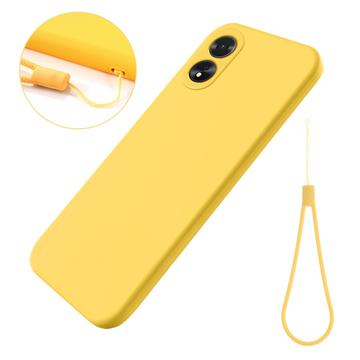 Husă din silicon lichid Oppo A18/A38 cu curea de mana - Galben