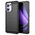 Husă TPU Brushed Oppo Reno13 F - Fibră de Carbon - Negru