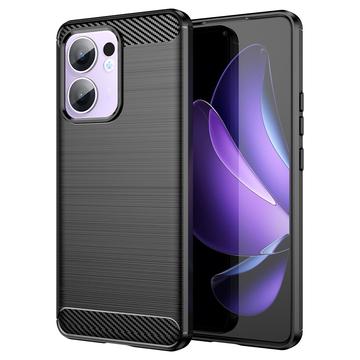 Husă TPU Brushed Oppo Reno13 F - Fibră de Carbon - Negru
