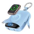 P007 Mini Power Bank 10000mAh cu USB-C, cabluri Lightning și încărcare wireless pentru Apple Watch - Albastru