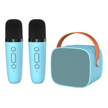 Boxă karaoke Bluetooth P2 pentru copii cu 2 microfoane - albastru