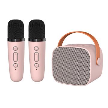 Boxă karaoke Bluetooth P2 pentru copii cu 2 microfoane - roz