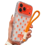 iPhone 17 Pro Husă PC / TPU cu folie pentru lentilă și curea - Polka Dot - Orange