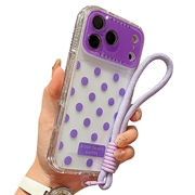 iPhone 17 Pro Husă PC / TPU cu folie pentru lentilă și curea - Polka Dot - Violet