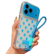 iPhone 17 Pro/18 Pro Husă PC / TPU cu folie pentru lentilă și curea - Polka Dot - Albastru Cer
