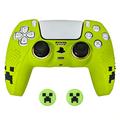 Husă din silicon pentru controlerul DualSense al consolei PS5, cu 2 capace pentru joystick-uri - verde
