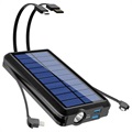 Baterie Externă Wireless Solară Psooo PS-158 Cu Lanternă - 10000mAh - Negru