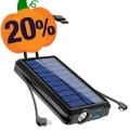 Baterie Externă Wireless Solară Psooo PS-158 Cu Lanternă - 10000mAh - Negru