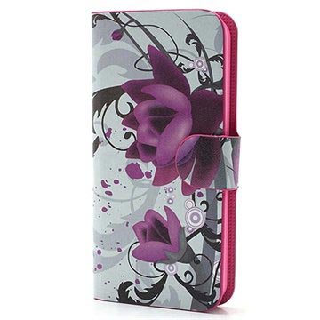Husa portofel pentru iPhone 5 / 5S / SE - Floare de Lotus