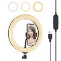 PULUZ PU397 10-inch 3 Modes Dimmable LED LED Ring Video Light cu Clip pentru telefon mobil pentru Vlogging - Negru