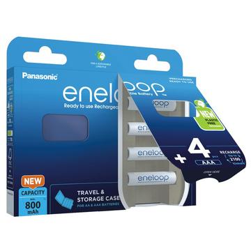 Panasonic Eneloop BK-3MCDEC4BE Baterii AA reîncărcabile 2000mAh cu cutie de depozitare - 4 bucăți.