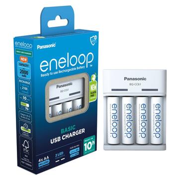 Panasonic Eneloop BQ-CC61 încărcător de baterii USB cu 4 baterii reîncărcabile AA