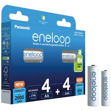 Panasonic Eneloop Mix BK-KJMCDE44E 8BE Baterii reîncărcabile AA/AAA - 2000mAh/800mAh - 8 bucăți.